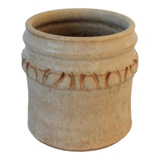 Vintage Beige Studio Art Pottery Vessel or Vase For Sale