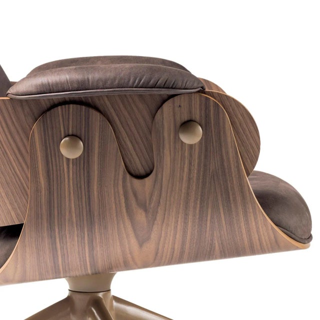 Brown Plywood Walnut Leather Low Lounger Armchair by Jaime Hayon For Sale - Image 8 of 16