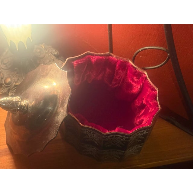 Godinger Silver Plt. Vintage Godinger Red Velvet Lined Trinket Box C. ‘91 For Sale - Image 4 of 10