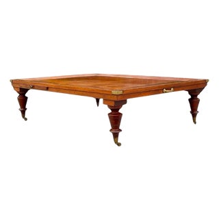 MCM Vintage Wood Inlay Extendable Coffee Table Rolling For Sale