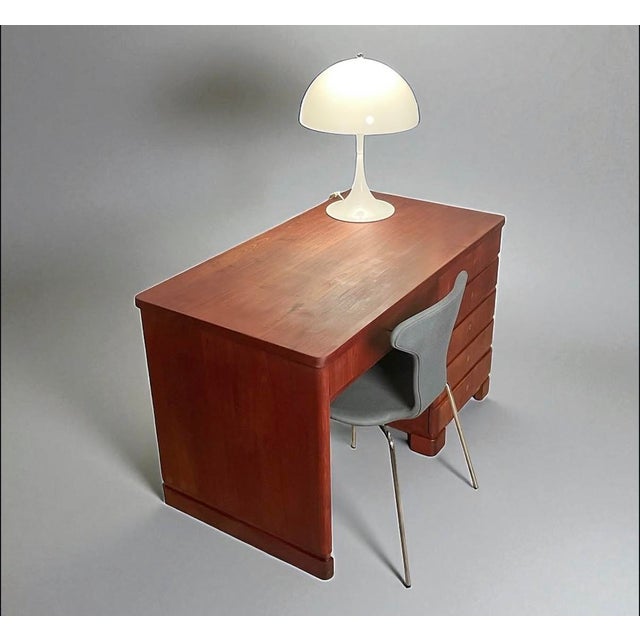 Vintage Art Deco Curved Front Desk in Elm, 1930s For Sale - Image 5 of 12