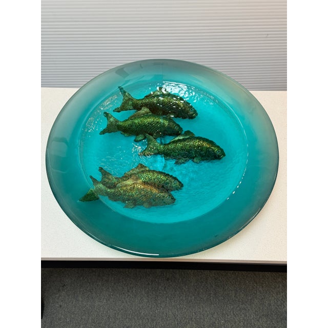 George Bucquet Mad River Cast Glass Bowl + Gold Fish For Sale - Image 10 of 12