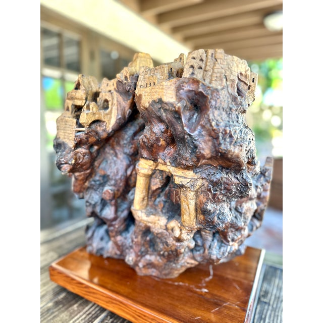 Exceptional Early 20th Century Olivewood Root Architectural Sculpture of Ancient Jerusalem For Sale - Image 11 of 18