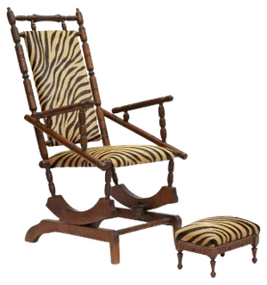 Set of 19th Century French Napoleon III Rocking Chair & Footstool