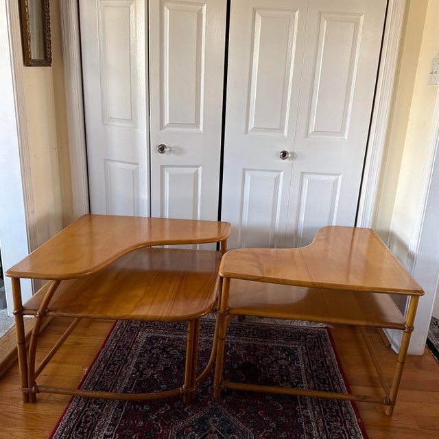 Pair of Heywood Wakefield Corner Tables For Sale - Image 11 of 11
