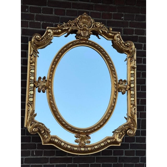 1970 French Louis XVI Gold Beech Wall Mirror 1pc For Sale - Image 13 of 13