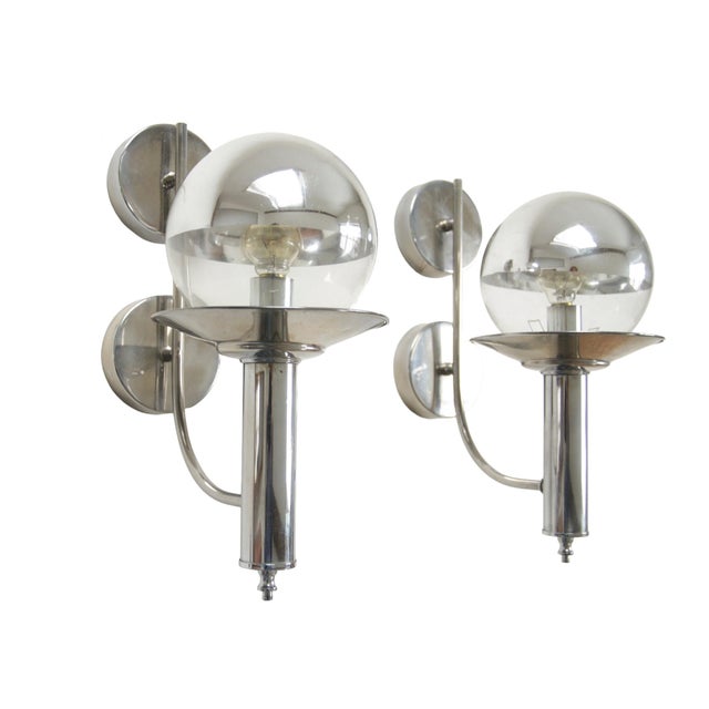 Mid-Century European Chrome Wall Sconces with Mirrored Globe Shades, 1960, Set of 2 For Sale - Image 15 of 15