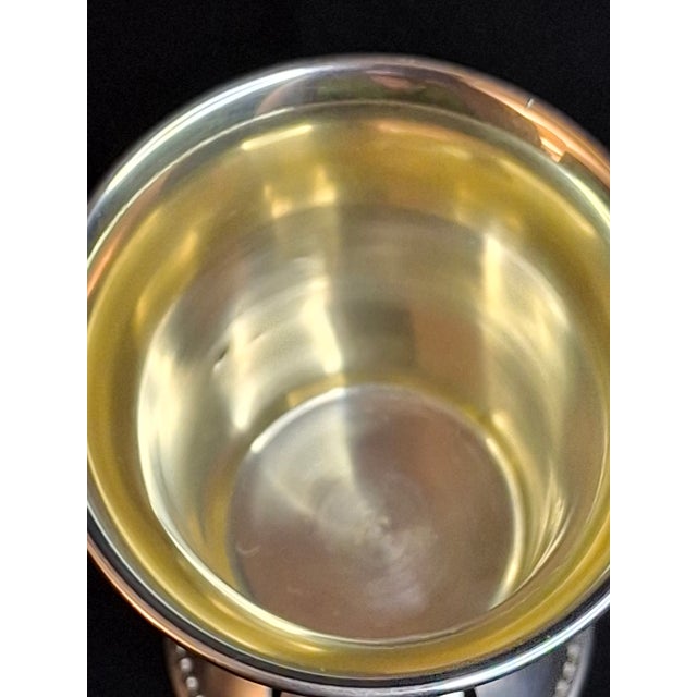 Mid-Century Modern 1990s Israeli Sterling Silver Kiddush Cup Cutout Hebrew Blessing Borei Pri Hagafen Netafim For Sale - Image 3 of 15
