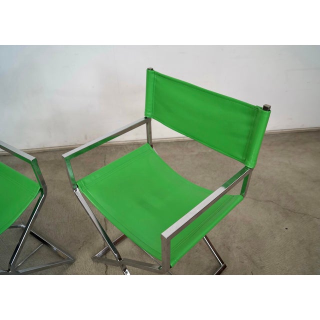 1970’s Mid-Century Modern Chrome Director’s Chairs - A Pair For Sale - Image 9 of 12