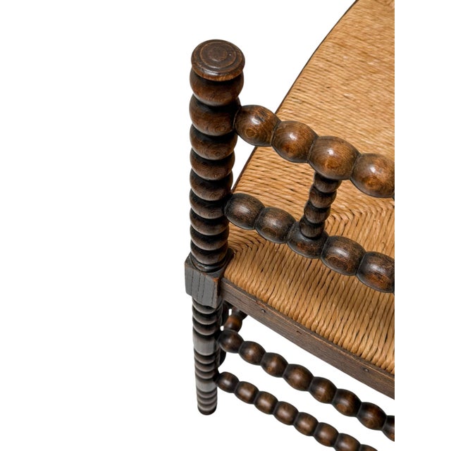 Brown Dutch Jacobean Style Hand-Crafted Beech Bobbin Stool, 1900s For Sale - Image 8 of 9
