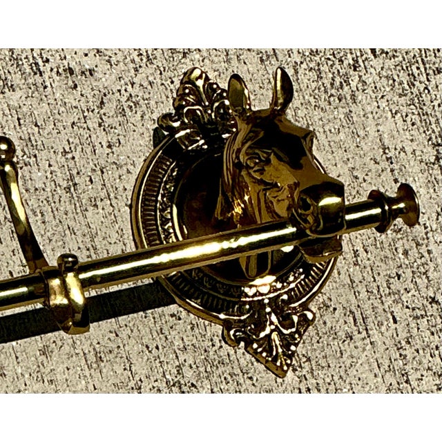Brass Vintage Polished Brass Horse Head Coat Rack For Sale - Image 8 of 12