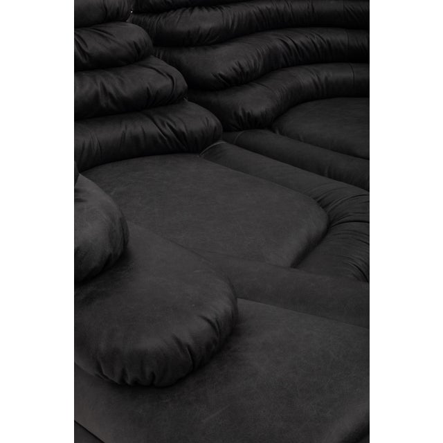 Ubald Klug Ds-1025 “Terrazza” Sofa for De Sede, Black Leather, Switzerland 1974 - Set of Two For Sale - Image 15 of 16