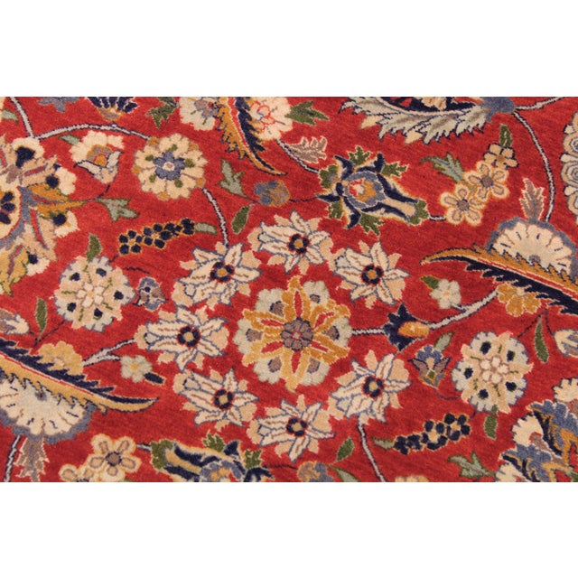 Elegant Agra Tabriz Pak-Persian Red/Blue Wool Rug - 9'3'' X 12'2'' For Sale - Image 4 of 9