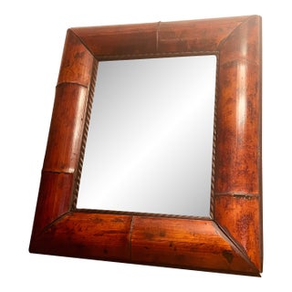 20”x18” Bamboo-Styled Cherrywood Framed Mirror For Sale