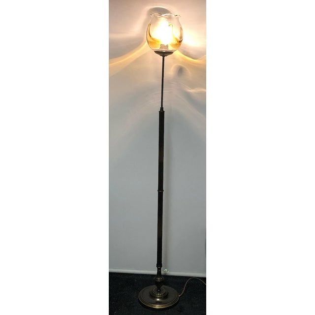 Brown Brass and Glass Floor Lamp from Unbekannt, 1980s For Sale - Image 8 of 9