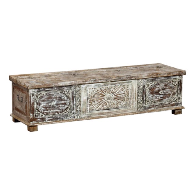 “Bed Bench”/Blanket Chest Made From Reclaimed Indian Architectural Elements For Sale