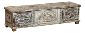 “Bed Bench”/Blanket Chest Made From Reclaimed Indian Architectural Elements