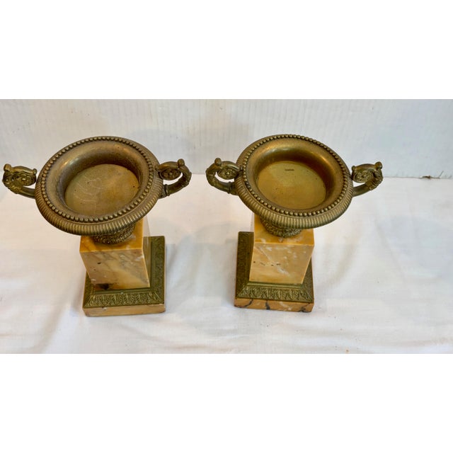 Pair of 19th Century French Bronze and Sienna Marble Urns For Sale In West Palm - Image 6 of 12