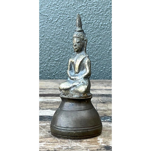 Late 20th Century Vintage Hammered Brass Candle Snuffer For Sale - Image 5 of 12