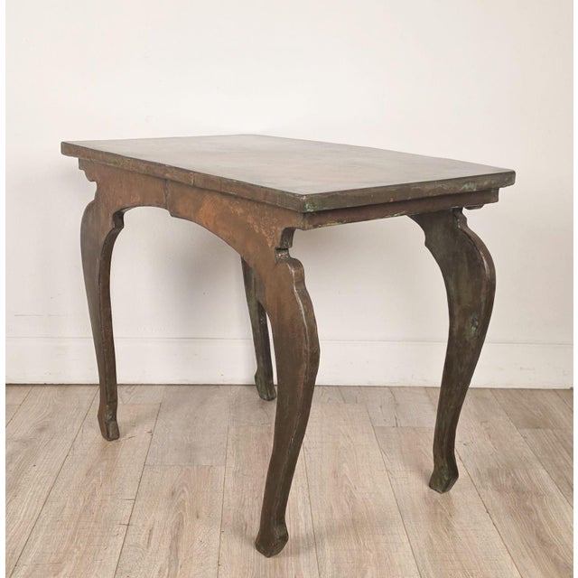 John Wheatman Custom Copper Top Table With Antique Legs For Sale - Image 9 of 12