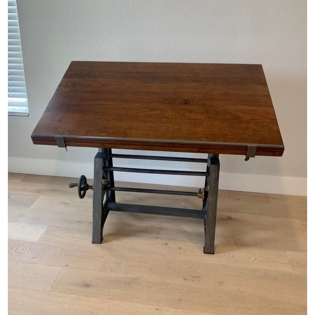 Arhaus Industrial Crank Drafting Table with Iron Base Chairish