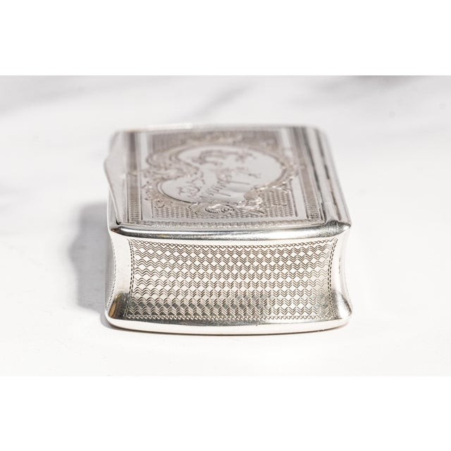 Intricate Engine Turned Pattern Antique Victorian 800 Silver Snuff Box Tobacciana For Sale - Image 9 of 13