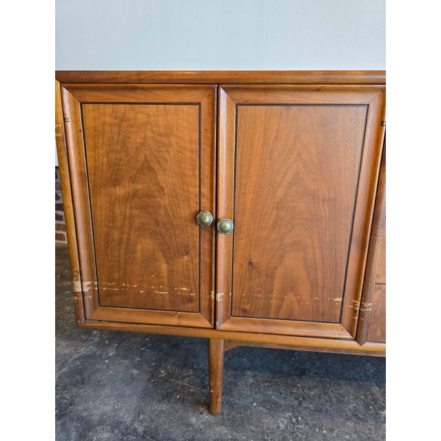 Drexel Declaration Walnut Sideboard Media Cabinet MCM Vintage For Sale - Image 10 of 12