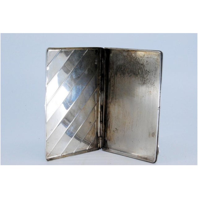 Silver Card Holder with Diagonal Stripes on the Lid For Sale - Image 6 of 11