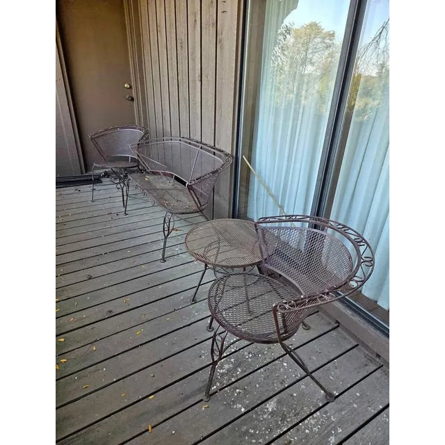Mid-Century Modern Vintage Wrought Iron Woodard Salterini Style Mid Century Outdoor Patio Set For Sale - Image 3 of 9