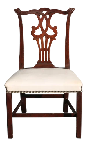 Vintage Mid-Century Chippendale Style Carved Mahogany Occasional Chair