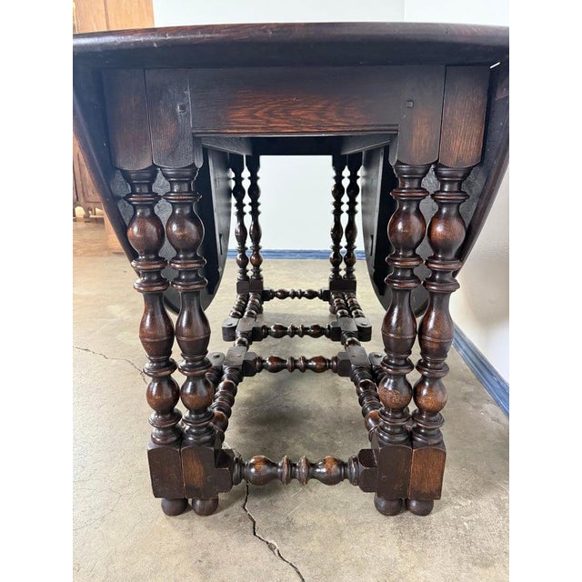 19th Century English Gate Leg Table, Dark-Stained Oak, Jacobean Style For Sale In Los Angeles - Image 6 of 15