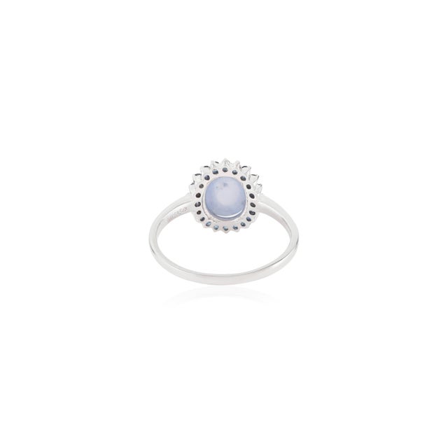 Natural 3.07 Ct Star Sapphire Halo Ring With Blue Sapphire in 14k Gold Size 9 For Sale - Image 10 of 18