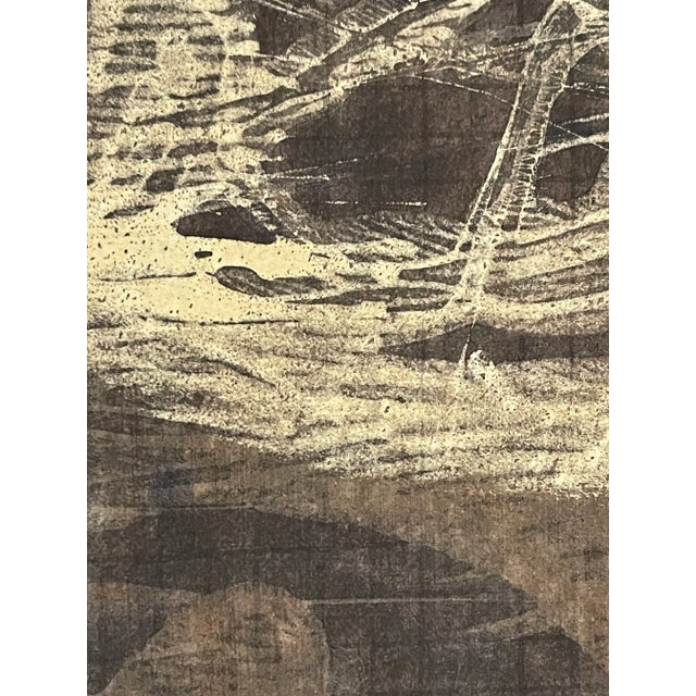 Contemporary 1990s Dark Modern Abstract Painting on Paper For Sale - Image 3 of 7