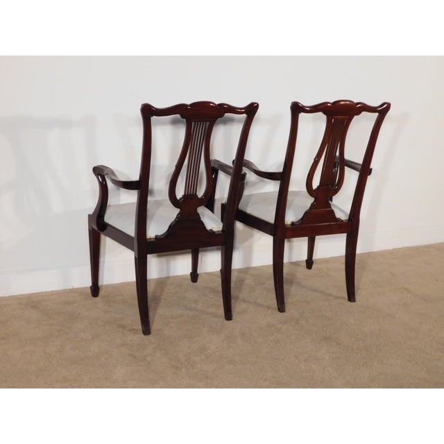 Pair Circa. 2003 Henkel Harris Mahogany Model #118a Arm Dining Chairs For Sale - Image 12 of 14