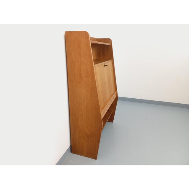 Mid-Century Modern Vintage Oak Bookcase with Secretary, 1960s For Sale - Image 3 of 18
