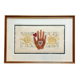 Liz Lyons Friedman Framed, Signed Artist, Proof Watercolor Art Print ‘With Heart in Hand” For Sale