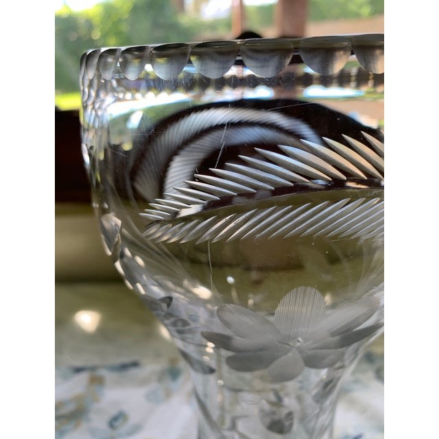 Antique American Brilliant Cut Crystal Vase For Sale - Image 9 of 12