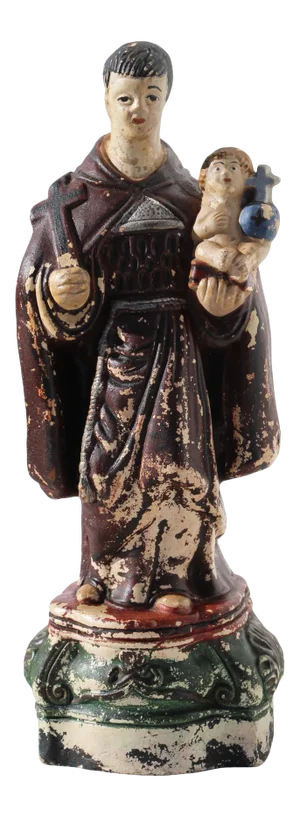 Late 19th Century Figure of Saint Anthony of Padua With the Child Jesus