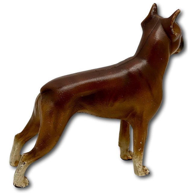 Very Rare & Hard 2 Find Vintage 1930s Hubley Mfg. Co. Cast Iron Standing Boxer Dog Doorstop in Excellent Condition For Sale - Image 10 of 18