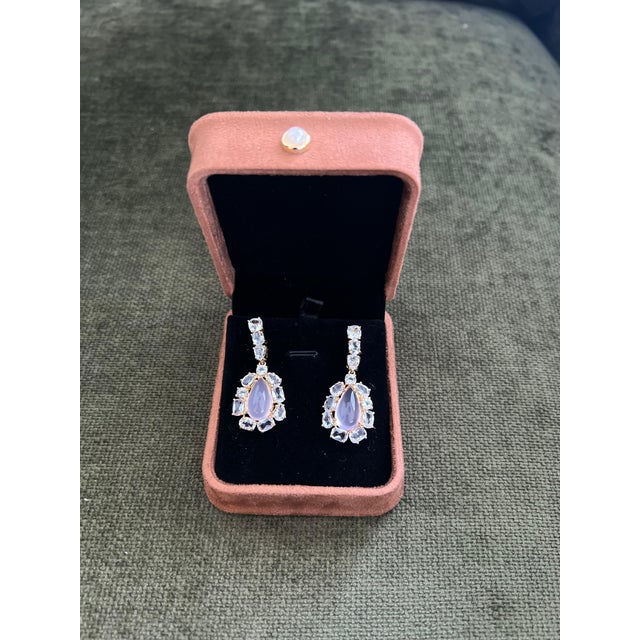 Bochic "Capri" Pink Quartz & White Topaz Earrings Set In 18K Gold & Silver For Sale - Image 14 of 18