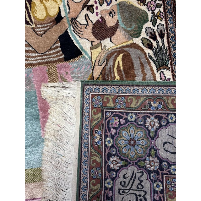 Kashmir silk rug on cotton base hand-knotted in India