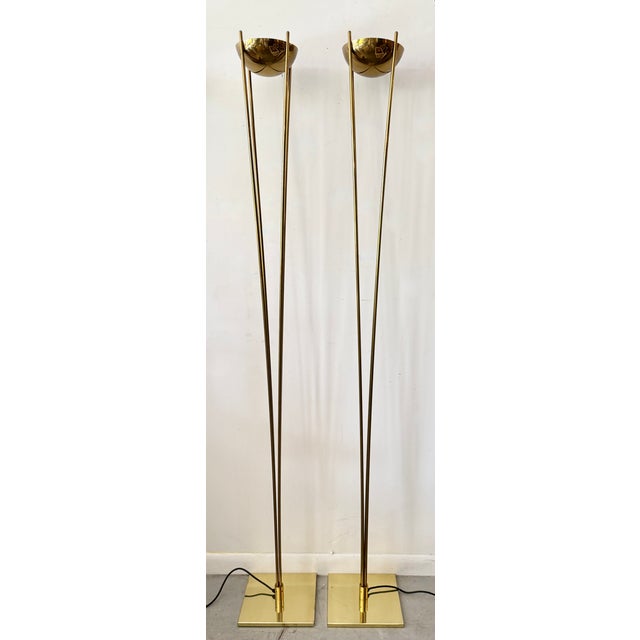 Postmodern 1980s Postmodern Italian Brass Torchieres From Relux Milano - a Pair For Sale - Image 3 of 7