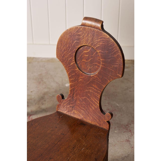 Wood Pair of 19th Century Oak Hall Chairs For Sale - Image 7 of 10