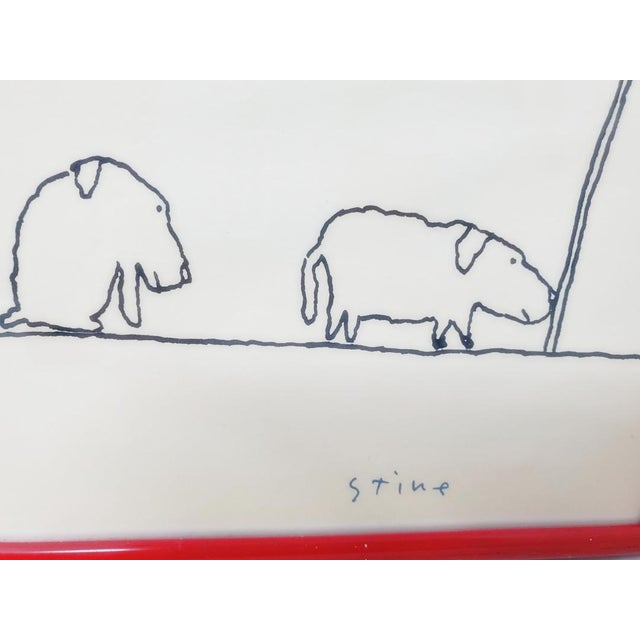 Vintage 1986 Richard Stine - Patient Dogs - Signed Print Framed - Waiting in Line For Sale - Image 4 of 15