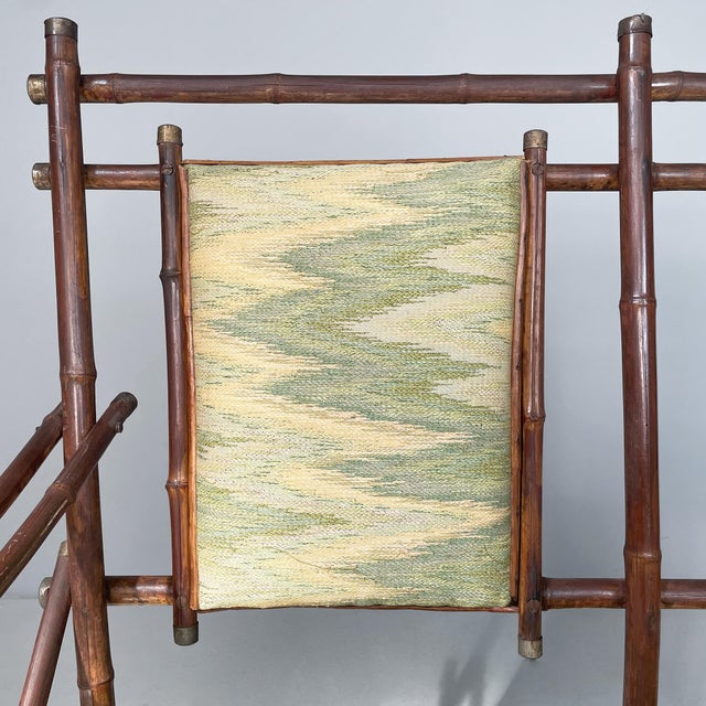 1930s Art Deco Italian Sofa in Fabric and Bamboo, 1930s For Sale - Image 5 of 14
