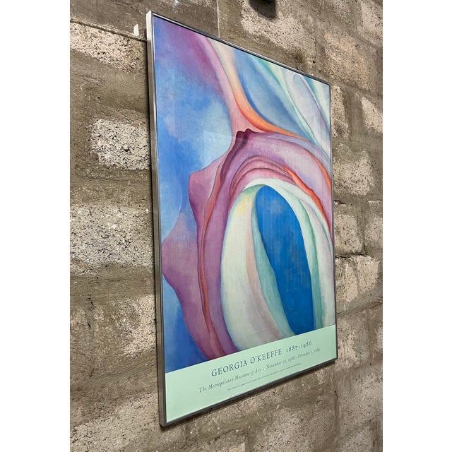 1980s 1980's Georgia O'Keeffe "Music, Pink and Blue No. 2", Original Exhibition Framed Poster. For Sale - Image 5 of 16