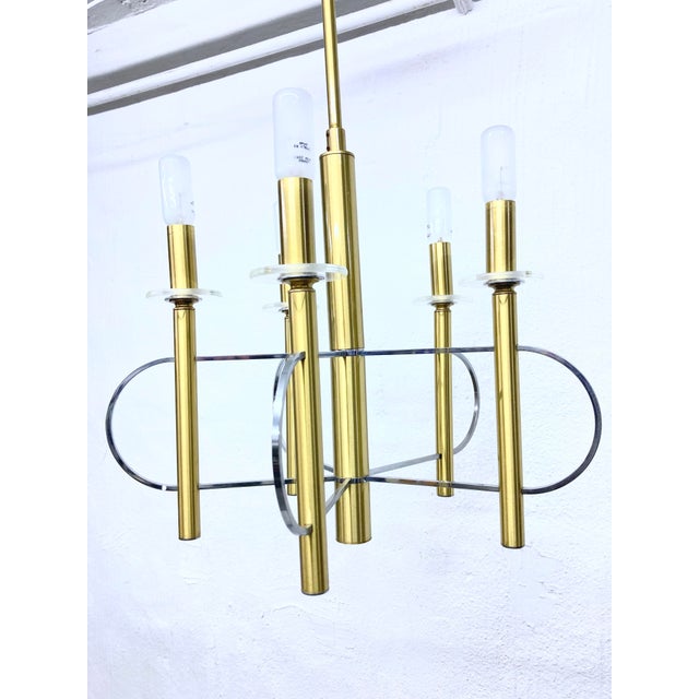 Chandelier in Brass, Chrome and Glass from Sciolari, 1960s For Sale - Image 11 of 11