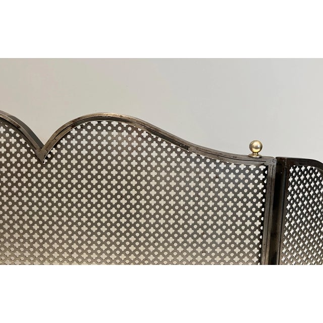 Modernist Steel and Brass Fireplace Screen For Sale - Image 9 of 13