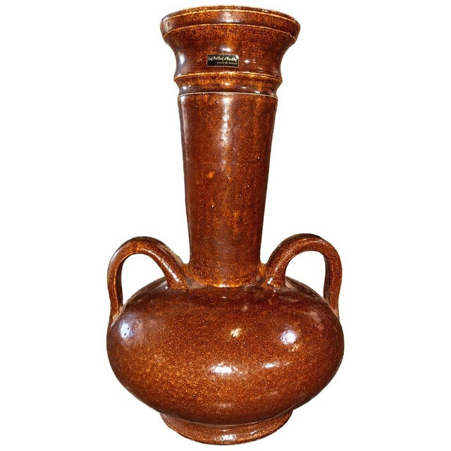 Ceramic Large Glazed Stoneware Vase with Handles Accolay Potters, 1950s For Sale - Image 7 of 7