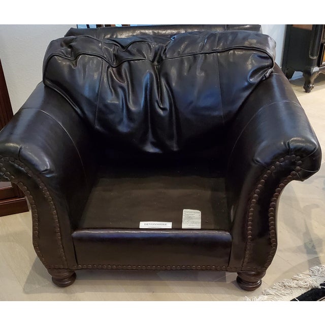 Oversized Club Furniture "Devonshire" Low-Profile Chocolate Leather Lounge Chair For Sale In Dallas - Image 6 of 7